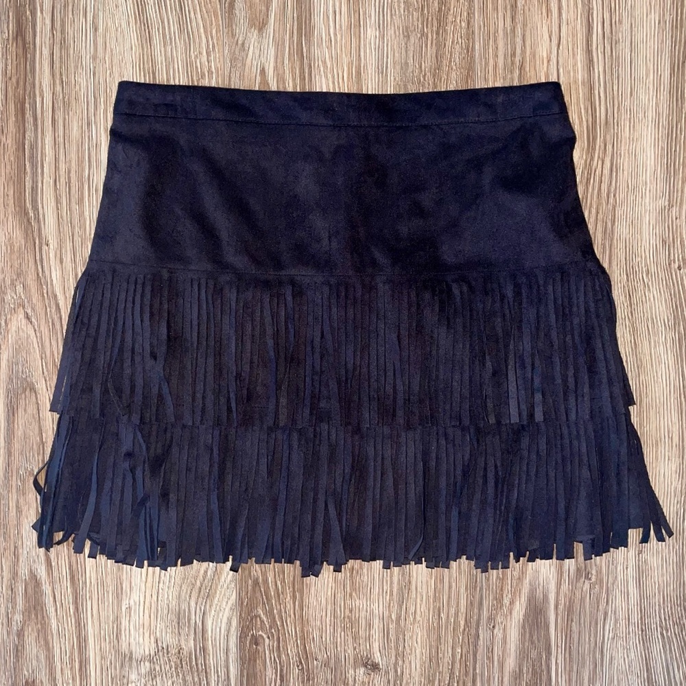Hollister Suede Fringe Skirt